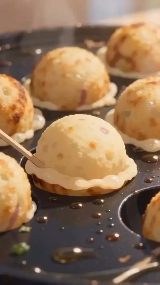 Takoyaki preparado na chapa no Hiroshi Sushi